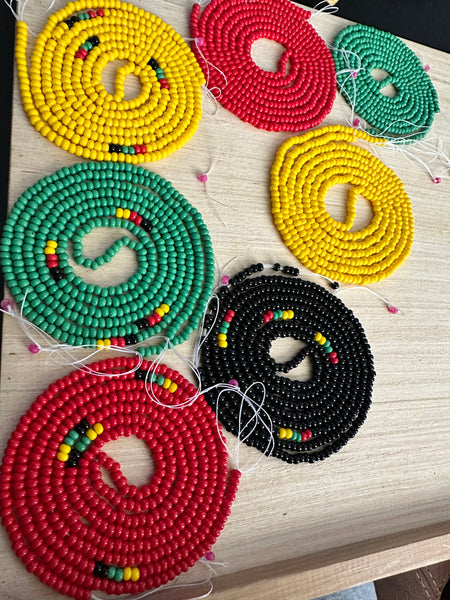 Waistbead Bundle Four 2 Strand, Waist Jewelry, Body Jewelry, African Waistbeads, Waist Chains, Belly Chains, ::Four  2strand Tie-On Waist Bead Strand Handmade::