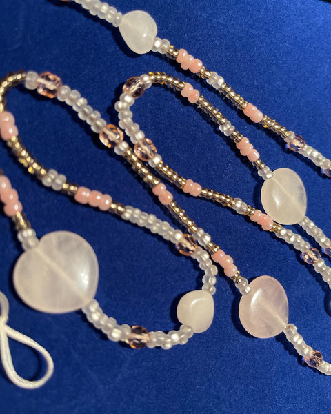 Genuine Rose Quartz 2-strand waistbead