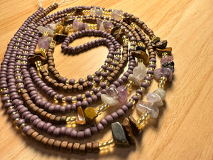 Protection + Opportunities Tiger Eye and Amethyst , 2strand tie on waistbeads. Genuine gem stones