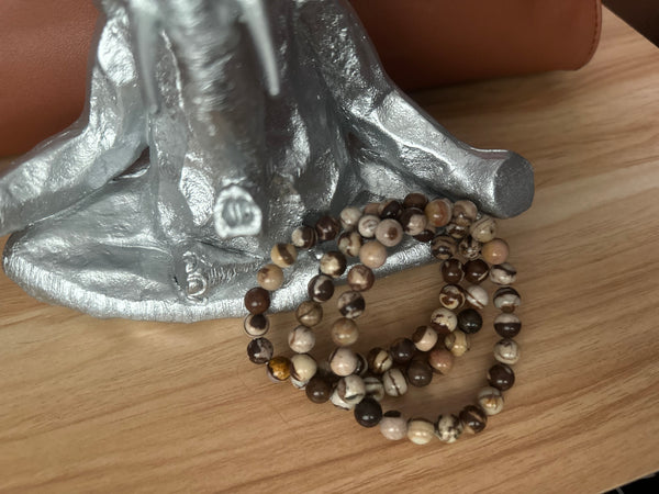 Chocolate Calcite Bracelet Gemstones  Beads; Stackable Beaded Bracelet