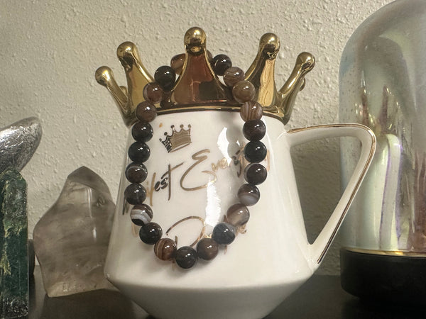 Brown Sardonyx Bracelet Gemstones  Beads; Stackable Beaded Bracelet