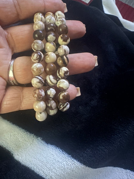 Chocolate Calcite Bracelet Gemstones  Beads; Stackable Beaded Bracelet