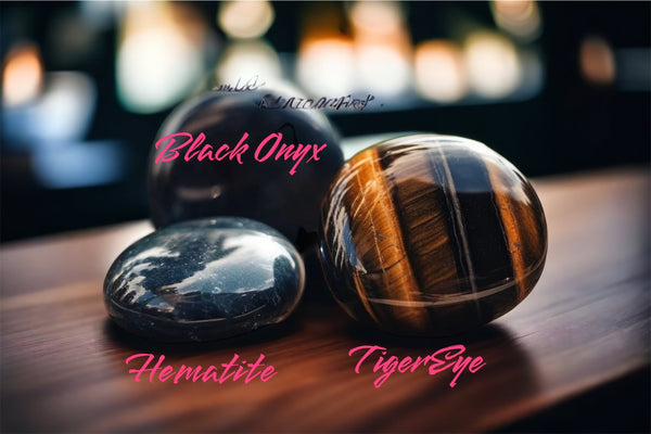 Triple Protection TigerEye Hematite Black Onyx single stackable Beaded Bracelet