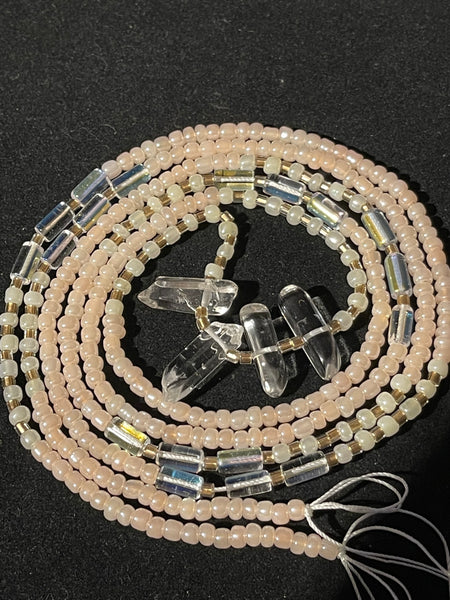 Beauty + Pearls , 2strand tie on waistbeads. Genuine gem stones