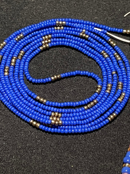 Young Blue one 2 strand tie on waistbeads