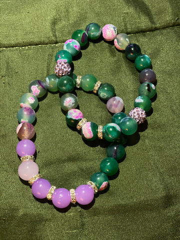 Purple & Green Stackable bracelet