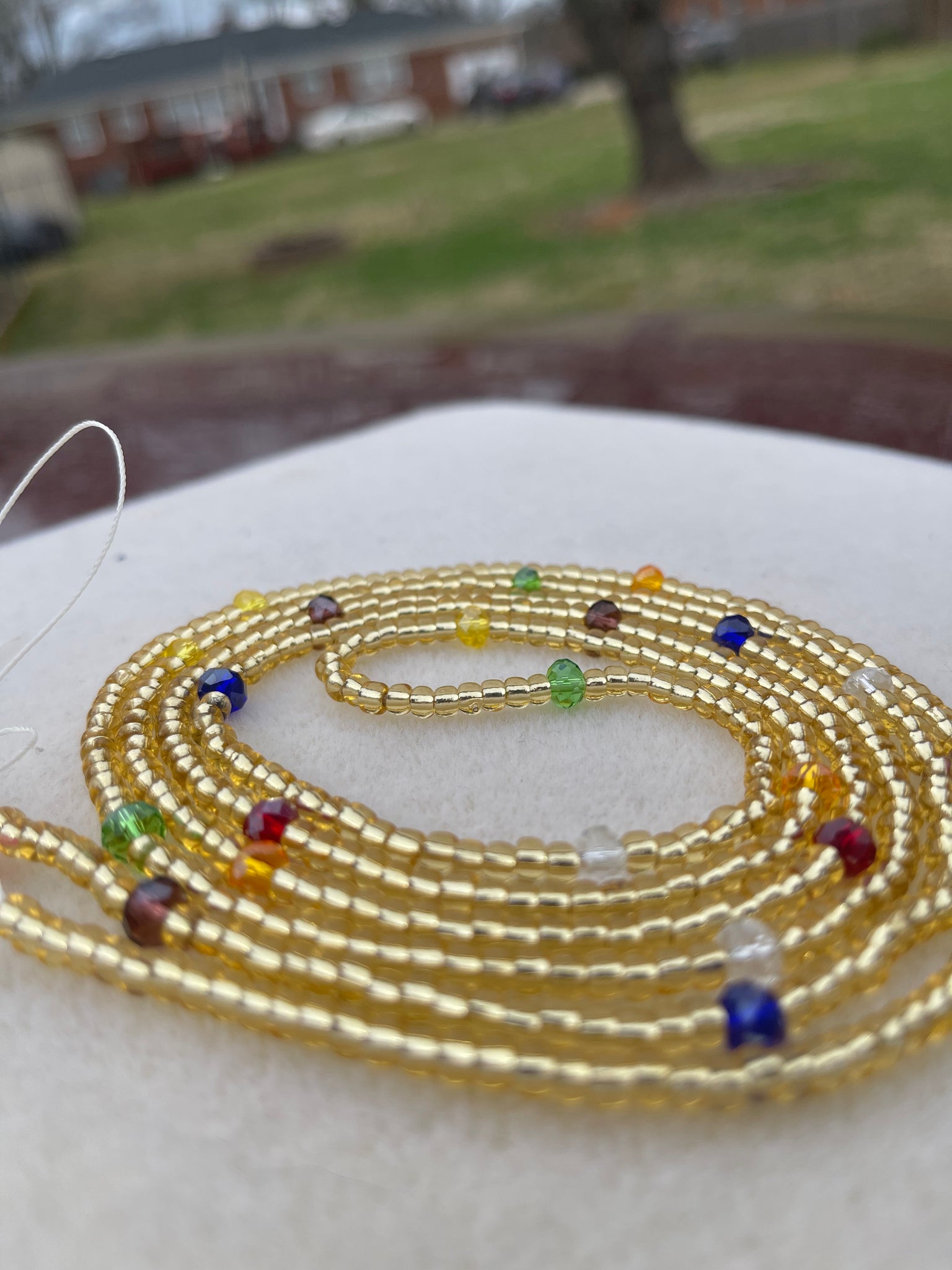 Golden 2strand tie on waistbeads.