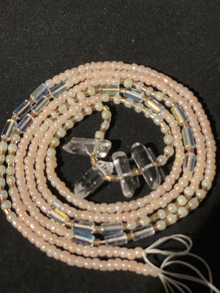 Beauty + Pearls , 2strand tie on waistbeads. Genuine gem stones