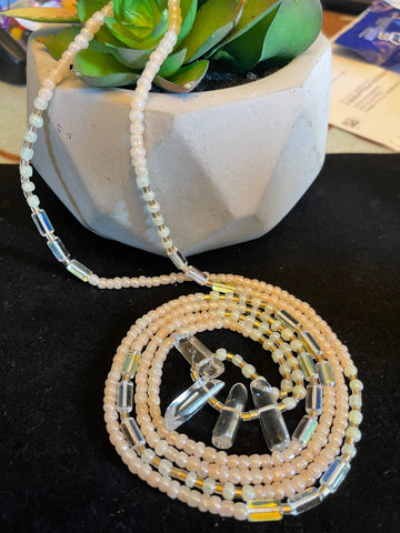 Beauty + Pearls , 2strand tie on waistbeads. Genuine gem stones