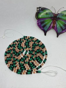 Green with Envy One 2strand tie on Waistbeads.