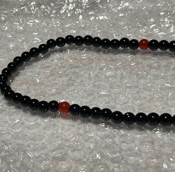 Black Obsidian Red Agate Stone Necklace Stone of Protection