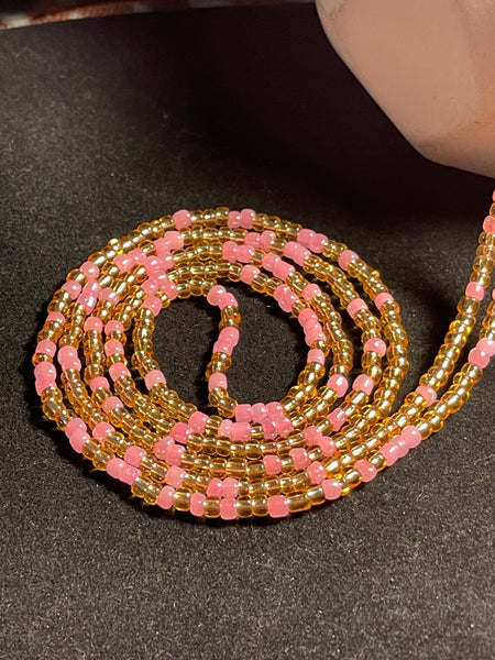 Pink Flame 2strand tie-on waistbeads