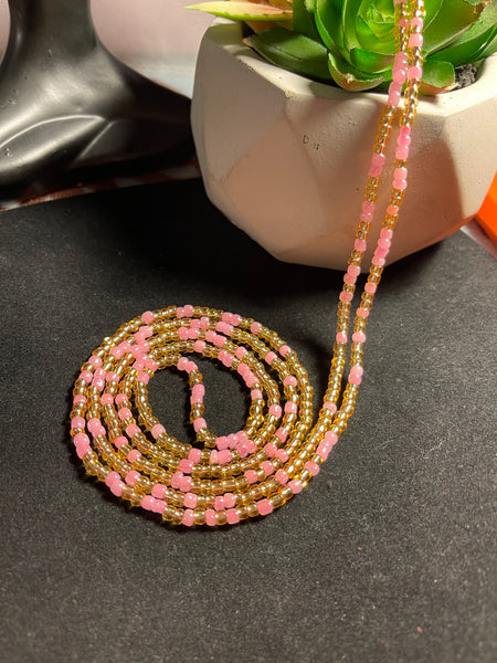 Pink Flame 2strand tie-on waistbeads