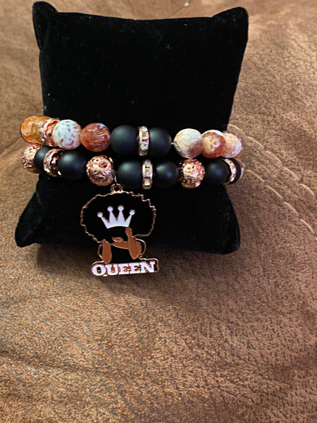 Join the Queendom Stackable honeycomb agate bracelet
