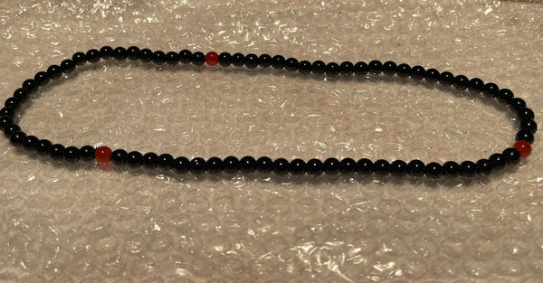 Black Obsidian Red Agate Stone Necklace Stone of Protection