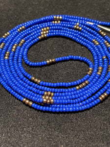 Young Blue one 2 strand tie on waistbeads