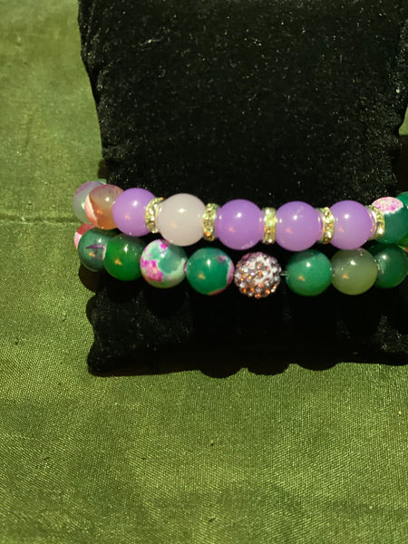 Purple & Green Stackable bracelet