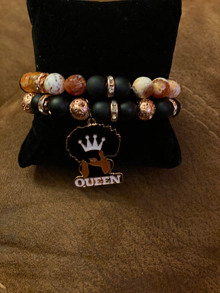 Join the Queendom Stackable honeycomb agate bracelet